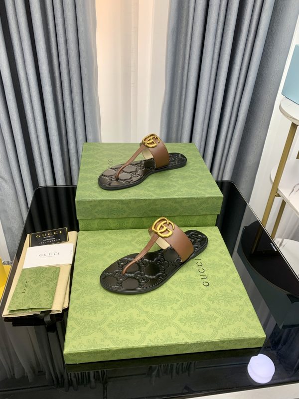 Gucci Vintage Classics Hit T-Shaped Flat Flip-Flops Beach Slippers A - Image 5
