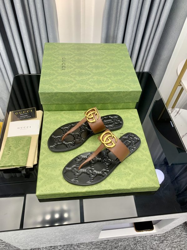 Gucci Vintage Classics Hit T-Shaped Flat Flip-Flops Beach Slippers A - Image 9