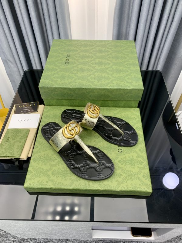 Gucci Vintage Classics Hit T-Shaped Flat Flip-Flops Beach Slippers B - Image 3