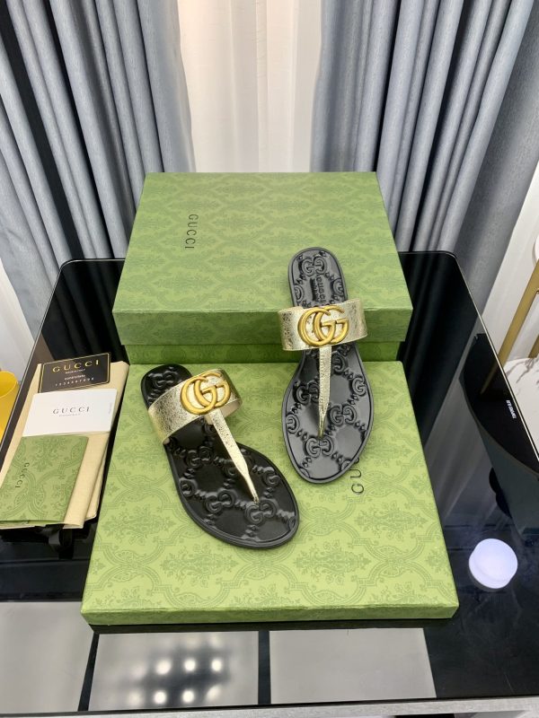 Gucci Vintage Classics Hit T-Shaped Flat Flip-Flops Beach Slippers B - Image 4