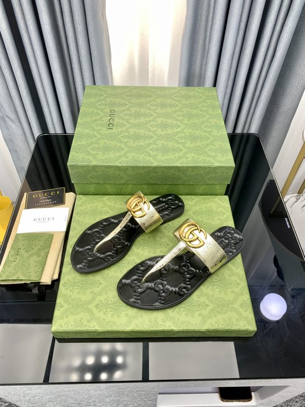 Gucci Vintage Classics Hit T-Shaped Flat Flip-Flops Beach Slippers B - Image 6