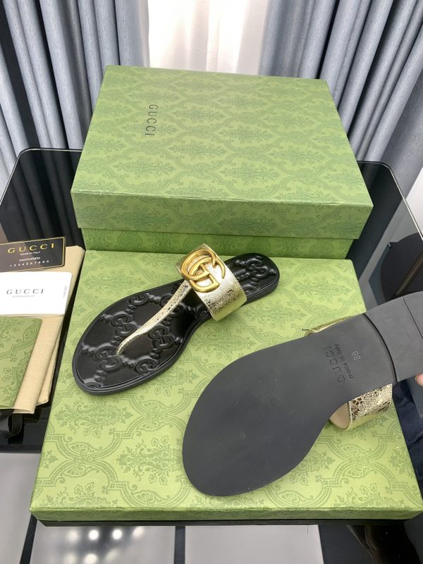Gucci Vintage Classics Hit T-Shaped Flat Flip-Flops Beach Slippers B - Image 8