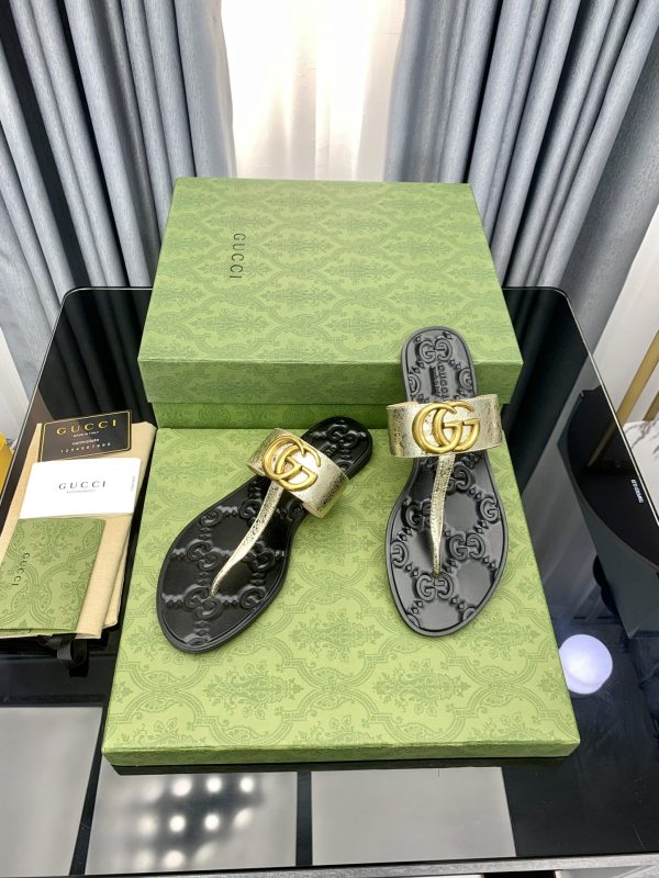 Gucci Vintage Classics Hit T-Shaped Flat Flip-Flops Beach Slippers B - Image 9