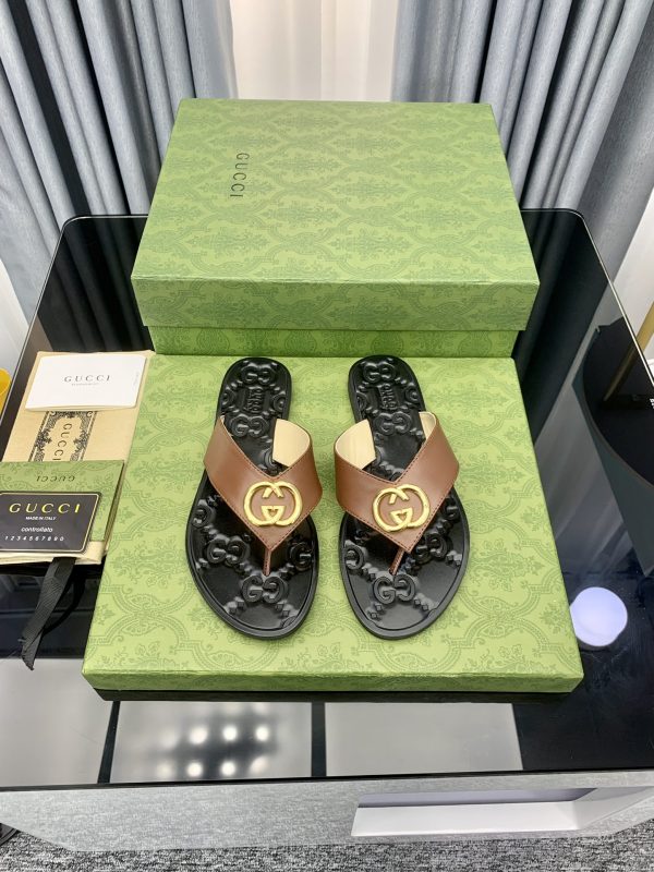 Gucci Vintage Classics Hit T-Shaped Flat Flip-Flops Beach Slippers G