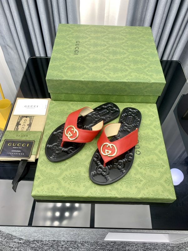 Gucci Vintage Classics Hit T-Shaped Flat Flip-Flops Beach Slippers H - Image 2