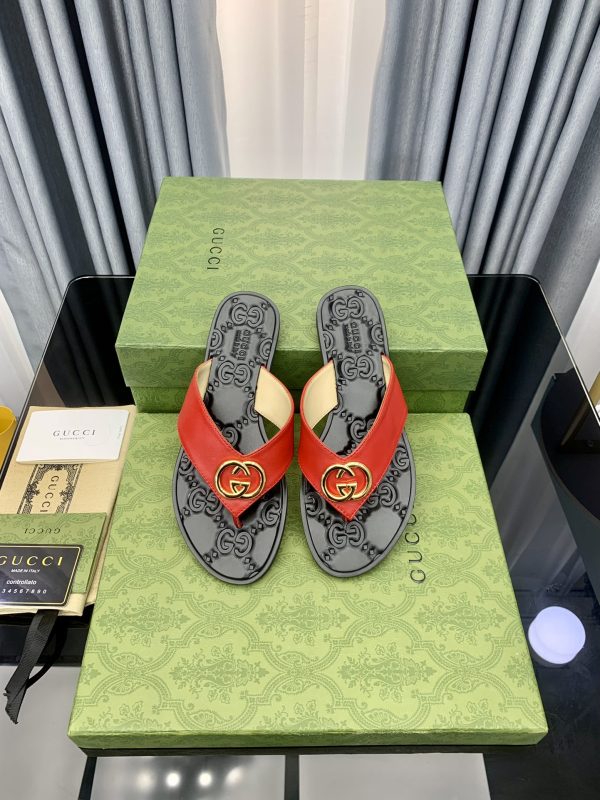 Gucci Vintage Classics Hit T-Shaped Flat Flip-Flops Beach Slippers H - Image 4