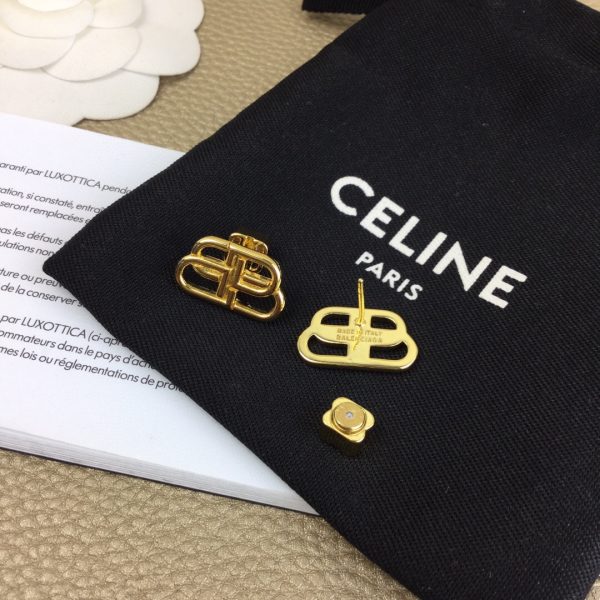 Balenciaga BB Small Stud Earrings In Gold Brass - Image 5