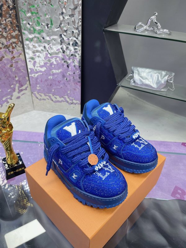 LV fat trainer couple full diamond limited bulingbuling Blue