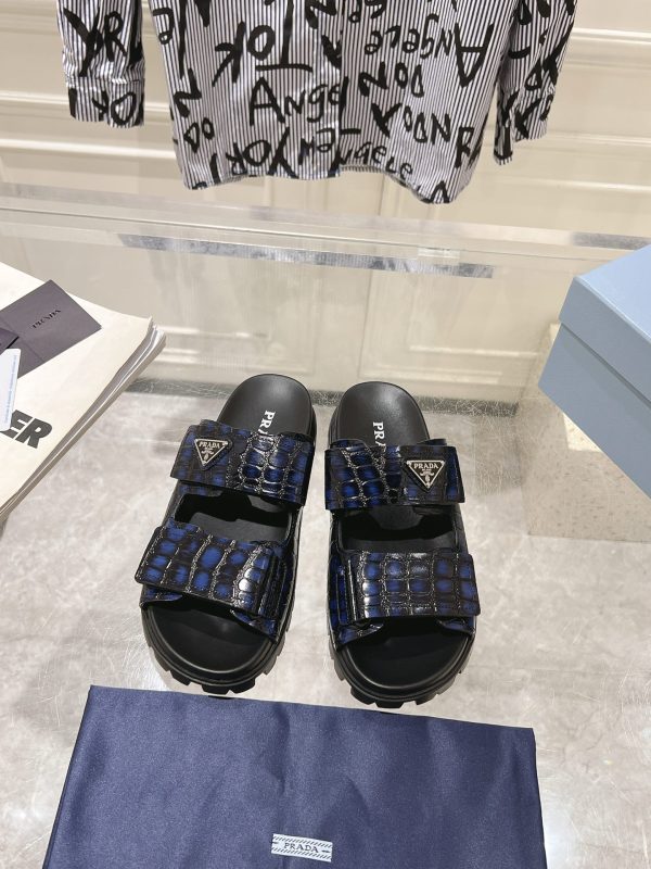Prada Spring/Summer 2024 New Sandals Double-breasted/Velcro slippers for couples black