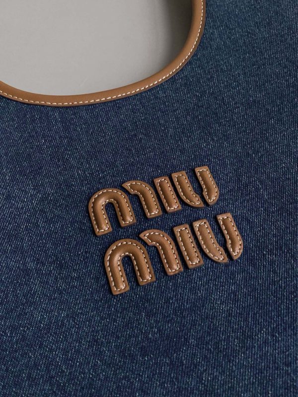MiuMiu new hobo tote underarm bag autumn and winter series blue 5BG231 - Image 4